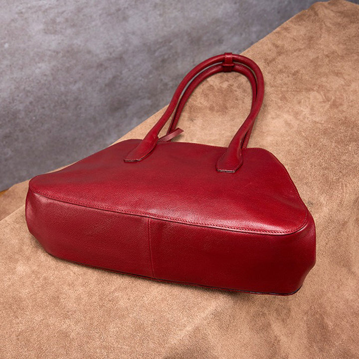 East-West Vegetable Tanned Leather Shoulder Bag with Zipper