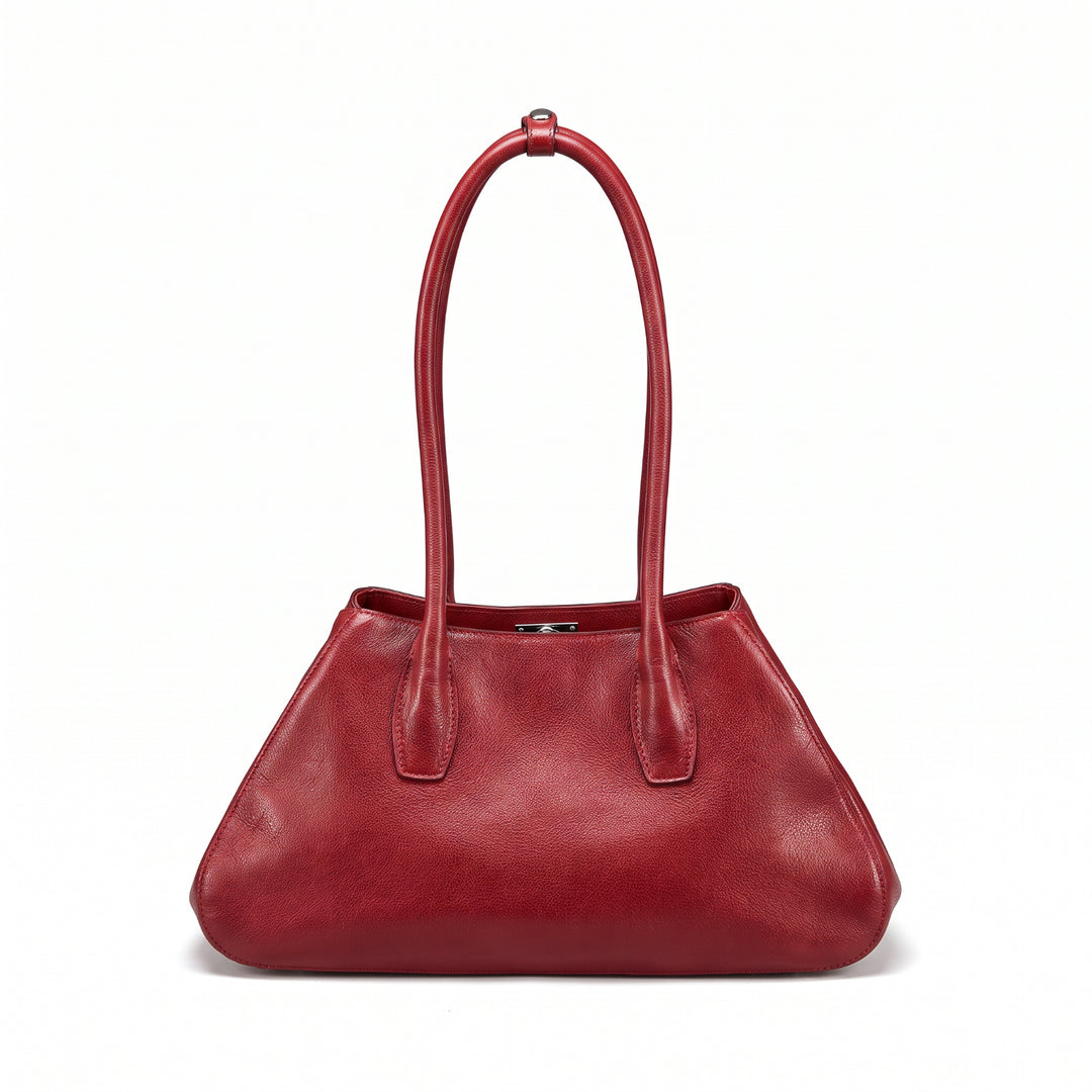 East-West Vegetable Tanned Leather Shoulder Bag with Zipper