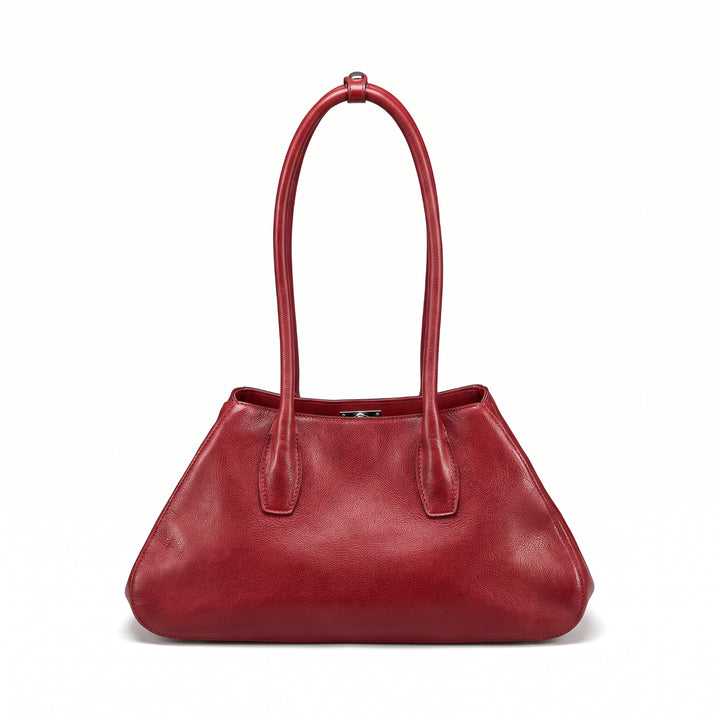 East-West Vegetable Tanned Leather Shoulder Bag with Zipper