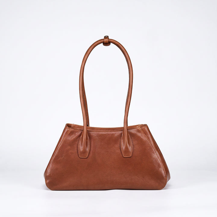 East-West Vegetable Tanned Leather Shoulder Bag with Zipper