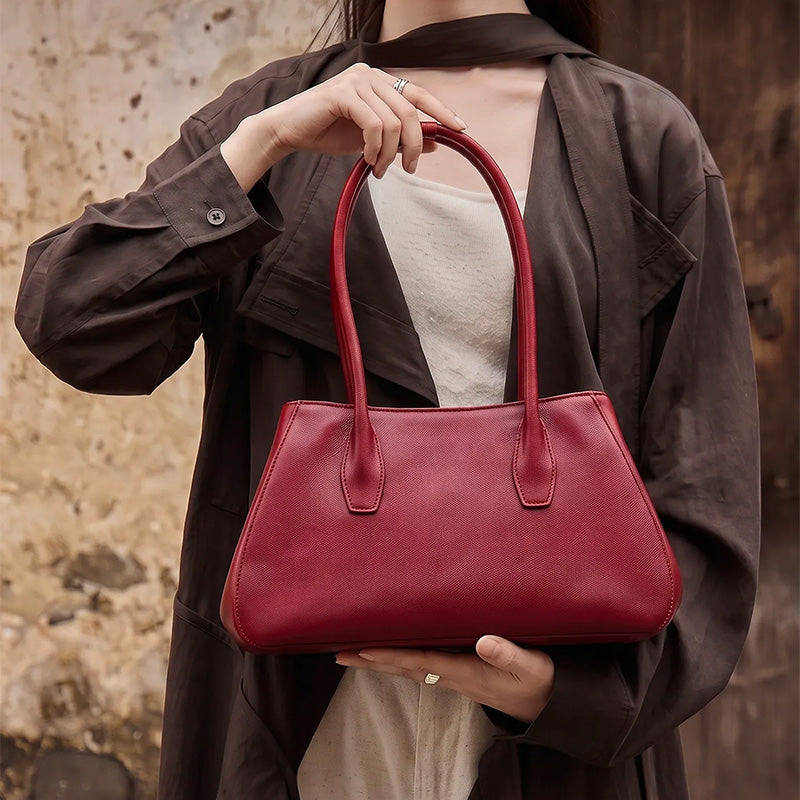 East-West Vegetable Tanned Leather Shoulder Bag with Zipper