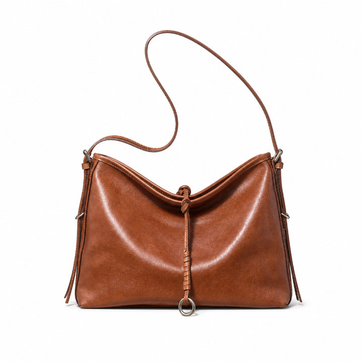 Leather Hobo Bag in Vegetable-Tanned Leather with Vintage Slouchy Style