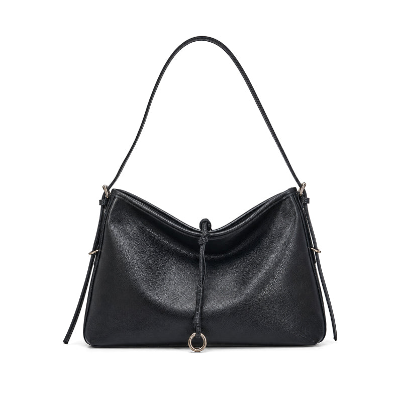 Leather Hobo Bag in Vegetable-Tanned Leather with Vintage Slouchy Style
