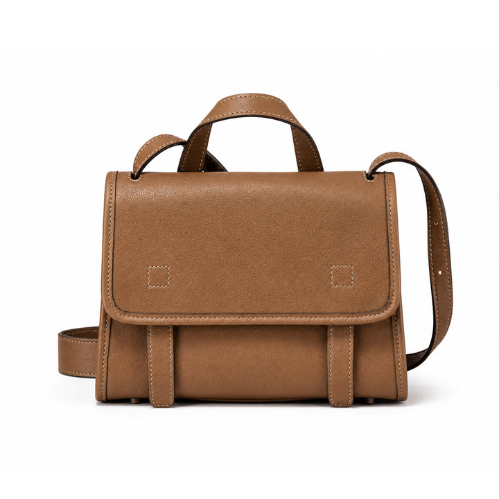 Vintage Leather Crossbody Satchel with Classic Flap Design