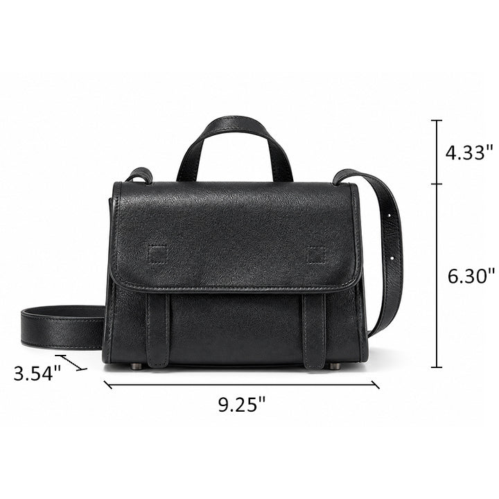 Vintage Leather Crossbody Satchel with Classic Flap Design