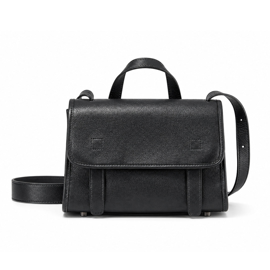 Vintage Leather Crossbody Satchel with Classic Flap Design