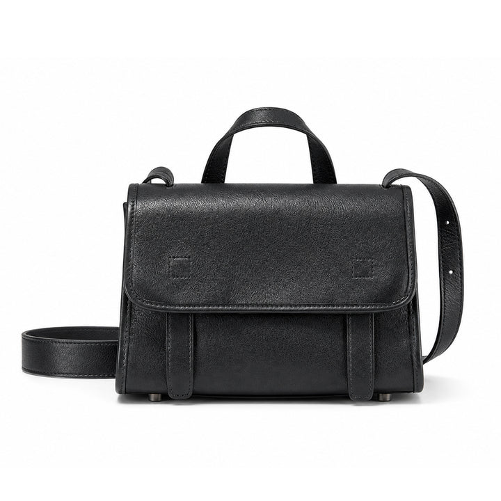 Vintage Leather Crossbody Satchel with Classic Flap Design