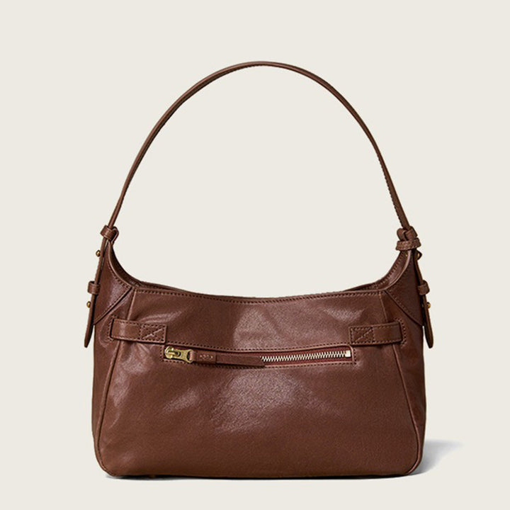 Hobo Shoulder Bag in Vegetable-Tanned Leather with Vintage Brass Turn-Lock