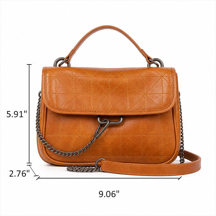 Dwarves Flap Shoulder Bag with Chain Strap in Top-Grain Leather