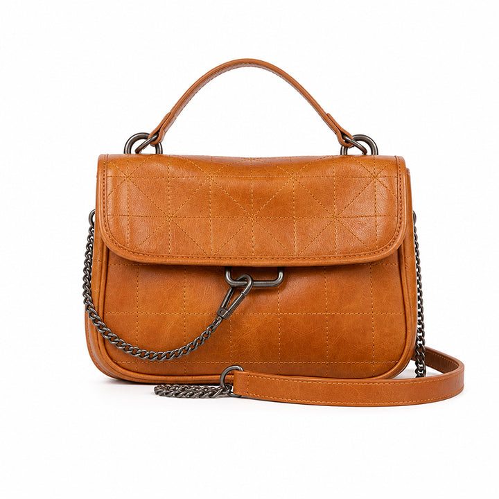 Dwarves Flap Shoulder Bag with Chain Strap in Top-Grain Leather