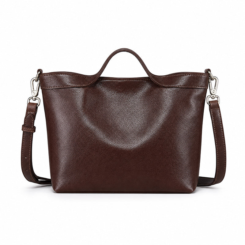 Dwarves Top Handle Tote with Zip Divider in Vegetable-Tanned Leather