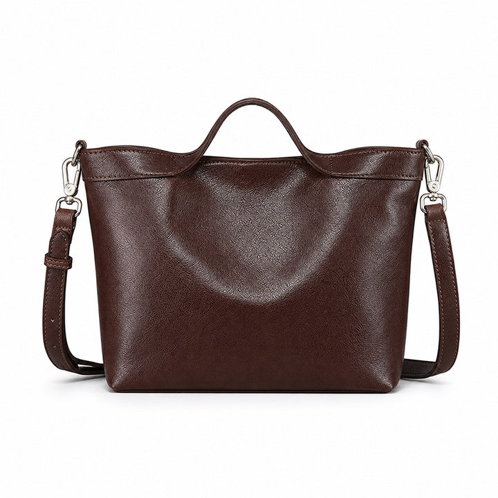 Dwarves Top Handle Tote with Zip Divider in Vegetable-Tanned Leather