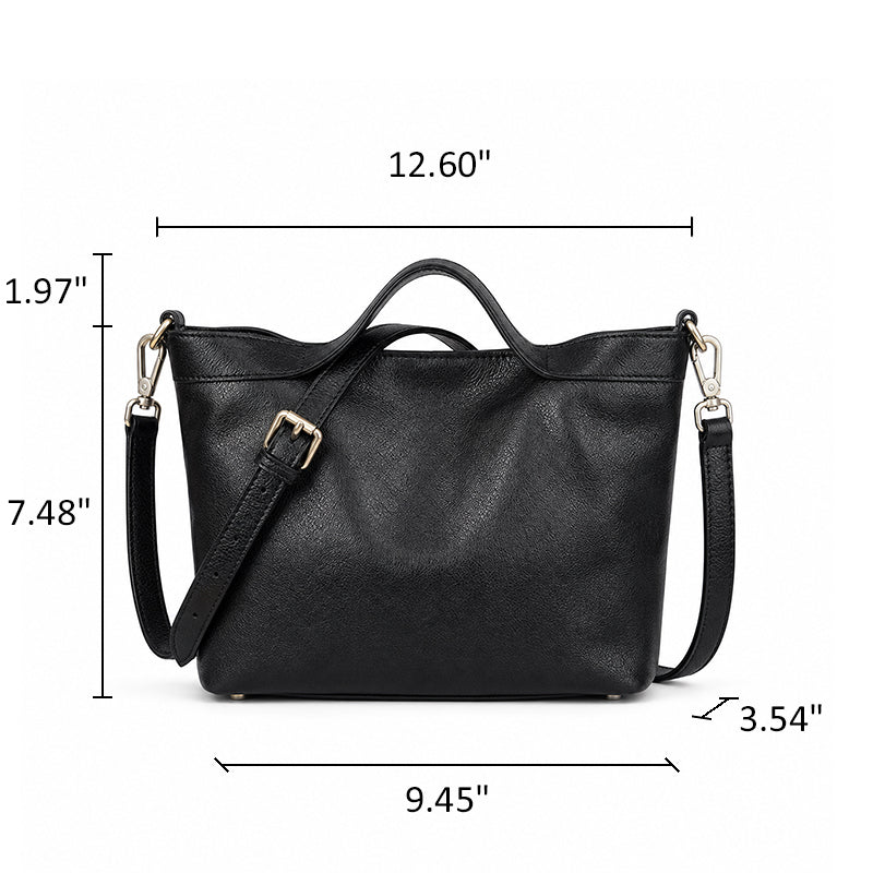 Dwarves Top Handle Tote with Zip Divider in Vegetable-Tanned Leather