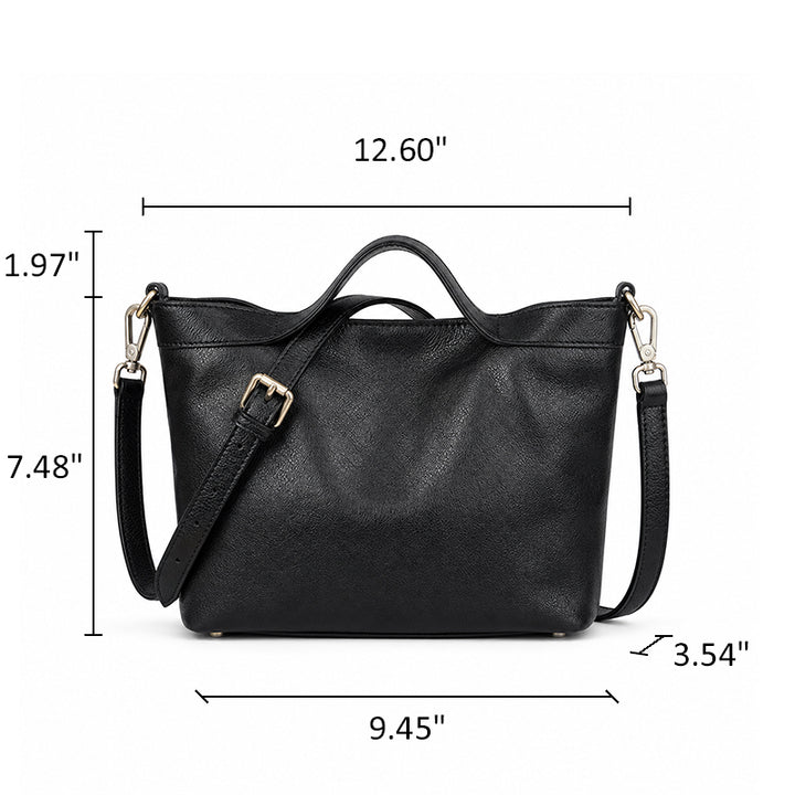 Dwarves Top Handle Tote with Zip Divider in Vegetable-Tanned Leather
