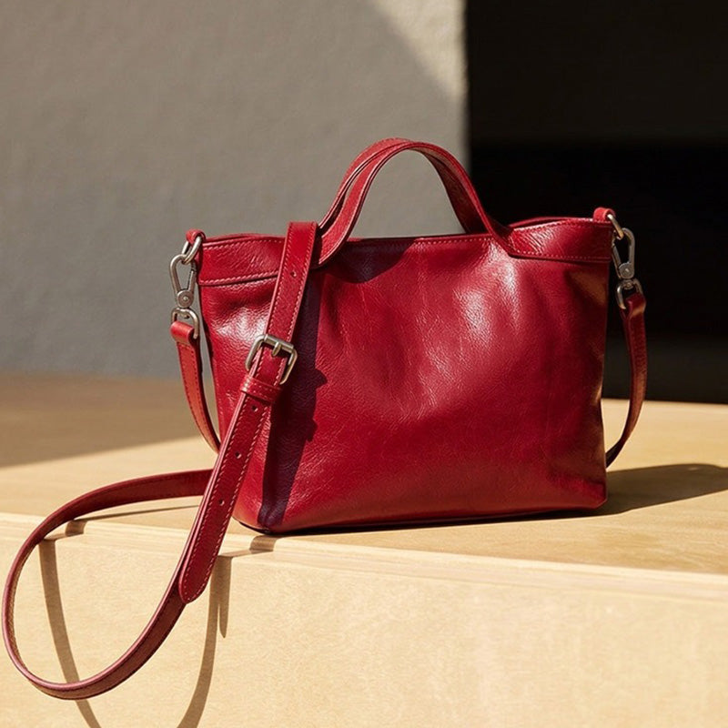 Dwarves Top Handle Tote with Zip Divider in Vegetable-Tanned Leather