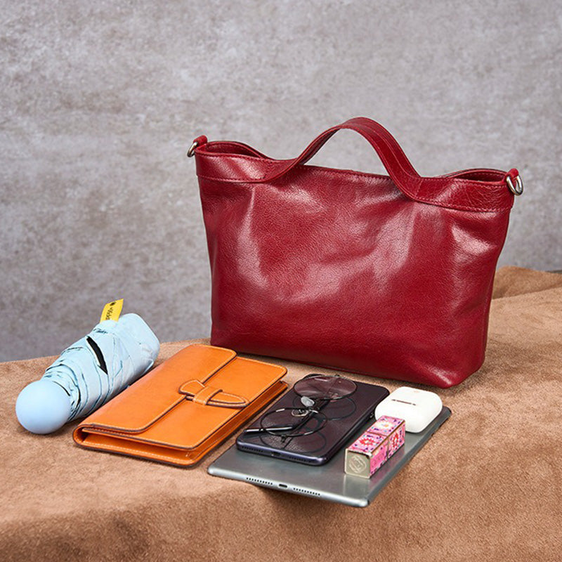 Dwarves Top Handle Tote with Zip Divider in Vegetable-Tanned Leather
