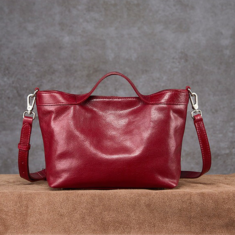 Dwarves Top Handle Tote with Zip Divider in Vegetable-Tanned Leather