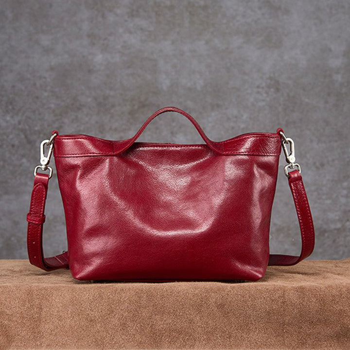 Dwarves Top Handle Tote with Zip Divider in Vegetable-Tanned Leather