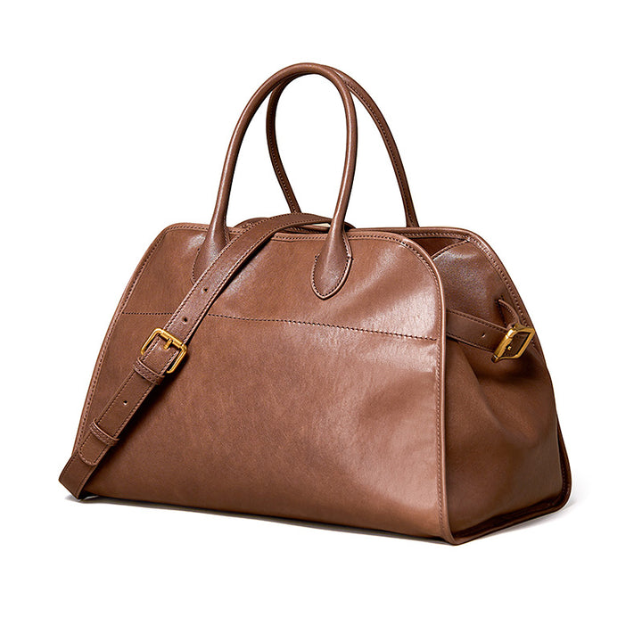 Large Leather Boston Bag Vegetable Tanned Vintage Weekender Travel Tote for Work