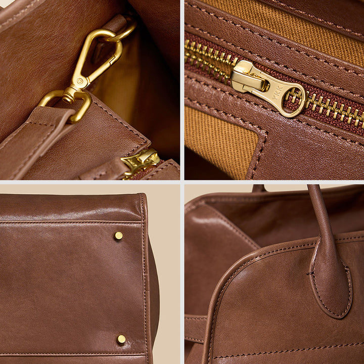 Large Leather Boston Bag Vegetable Tanned Vintage Weekender Travel Tote for Work