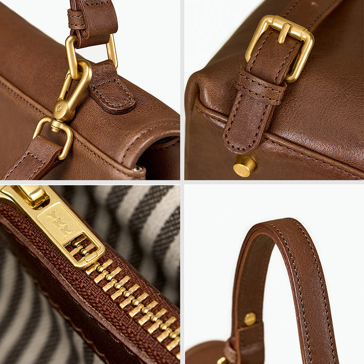 Vegetable Tanned Leather Backpack Vintage Convertible Work Bag for Women