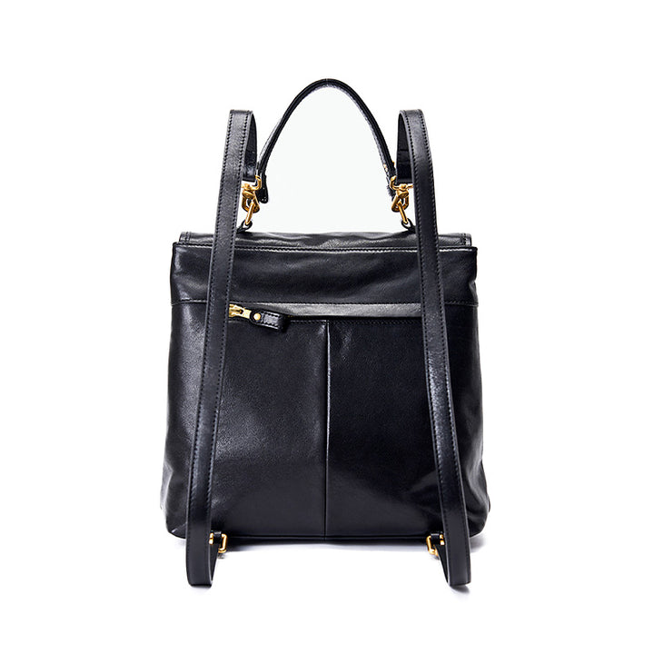 Vegetable Tanned Leather Backpack Vintage Convertible Work Bag for Women