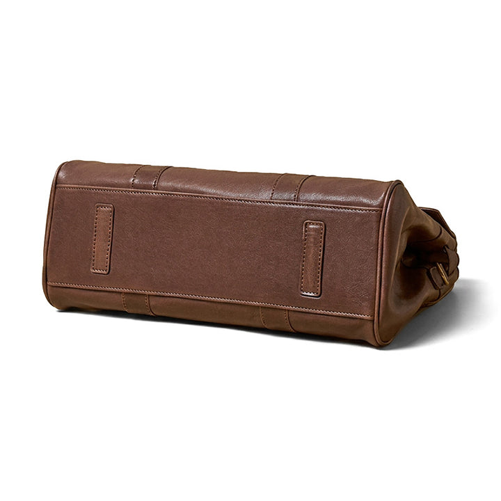 Leather Satchel Bag Top Grain Vegetable Tanned Cowhide Vintage Turn-Lock Work Bag