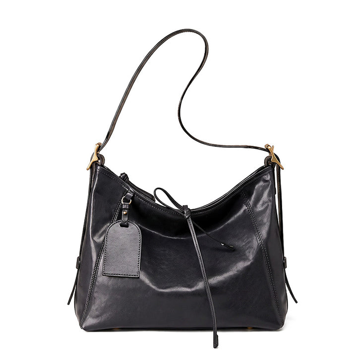 Slouchy Leather Hobo Bag Top Grain Vegetable Tanned Cowhide Shoulder Tote for Women