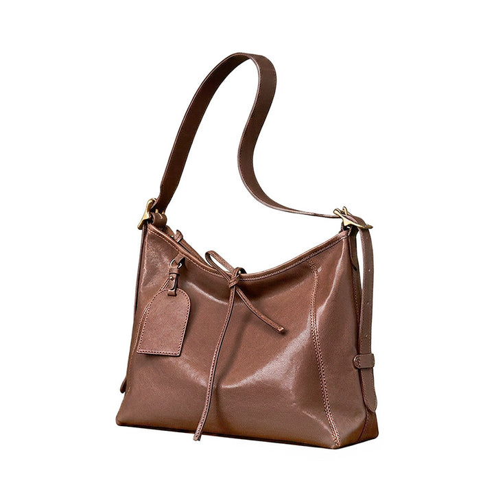 Slouchy Leather Hobo Bag Top Grain Vegetable Tanned Cowhide Shoulder Tote for Women