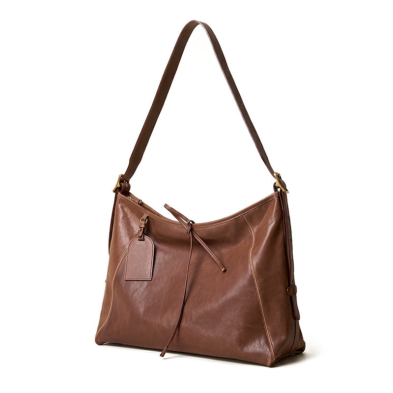 Vegetable Tanned Leather Tote Bag Large Capacity Work Shoulder Bag for Women