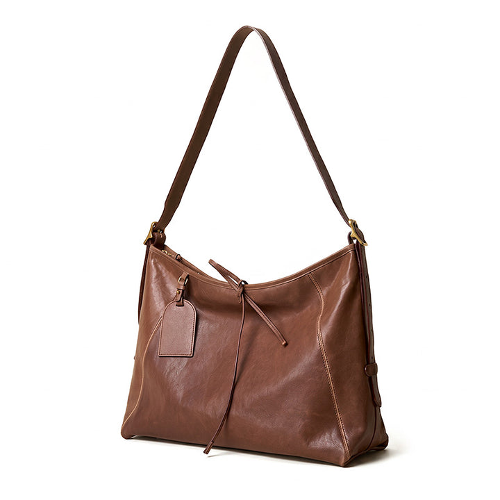 Vegetable Tanned Leather Tote Bag Large Capacity Work Shoulder Bag for Women