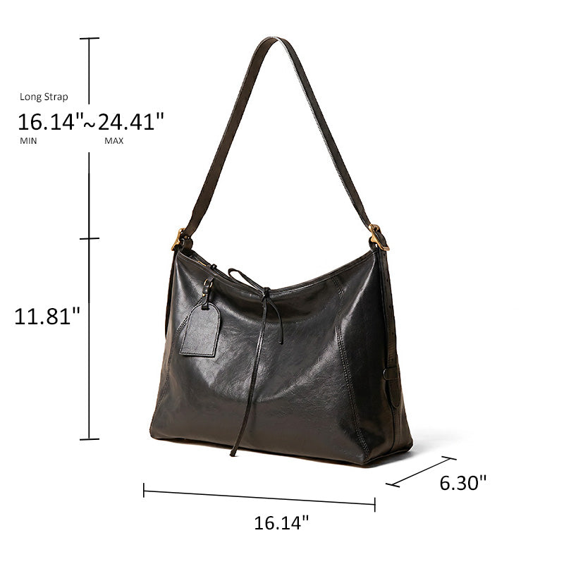 Vegetable Tanned Leather Tote Bag Large Capacity Work Shoulder Bag for Women