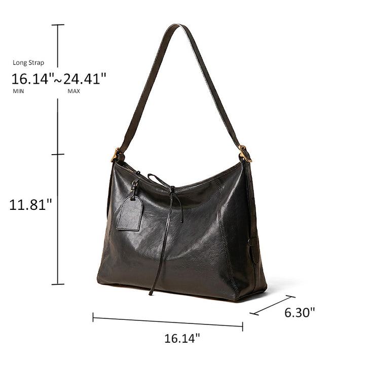 Vegetable Tanned Leather Tote Bag Large Capacity Work Shoulder Bag for Women