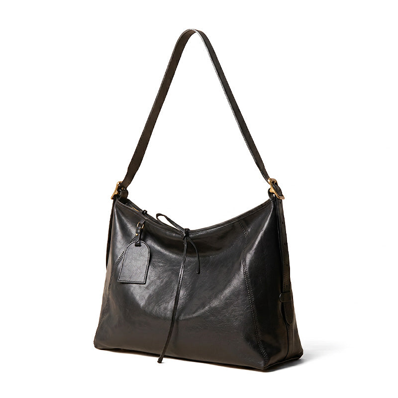 Vegetable Tanned Leather Tote Bag Large Capacity Work Shoulder Bag for Women