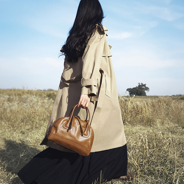 Vegetable Tanned Leather Boston Bag Structured Top Handle Satchel Work &amp; Travel