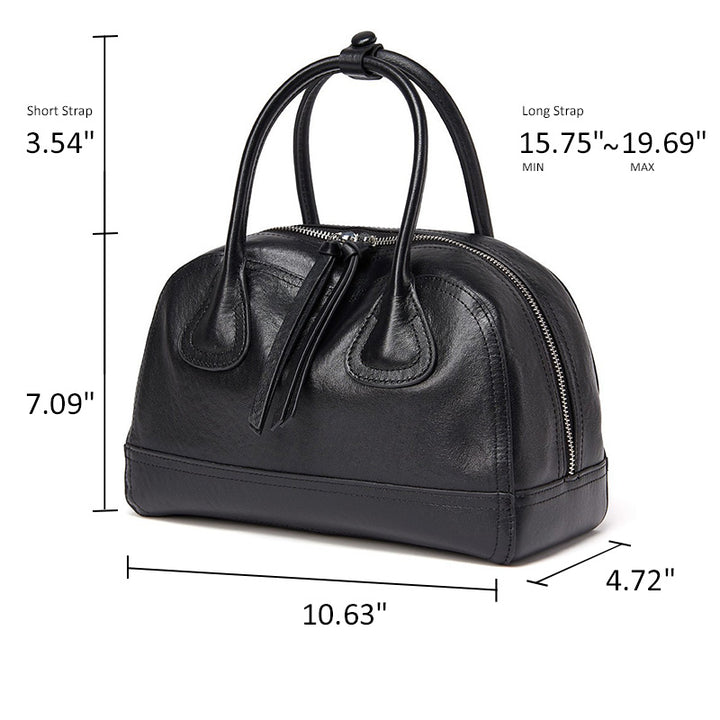 Vegetable Tanned Leather Boston Bag Structured Top Handle Satchel Work &amp; Travel