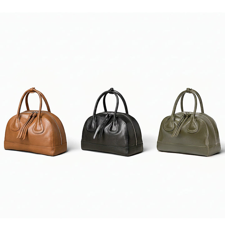 Vegetable Tanned Leather Boston Bag Structured Top Handle Satchel Work &amp; Travel