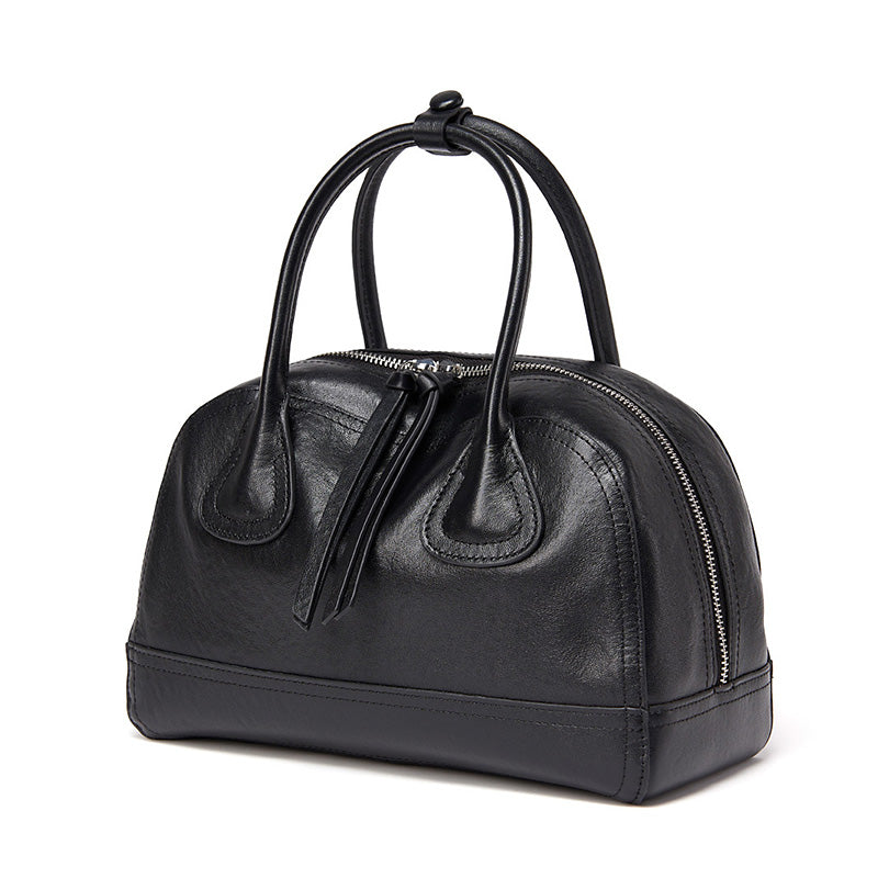 Vegetable Tanned Leather Boston Bag Structured Top Handle Satchel Work &amp; Travel