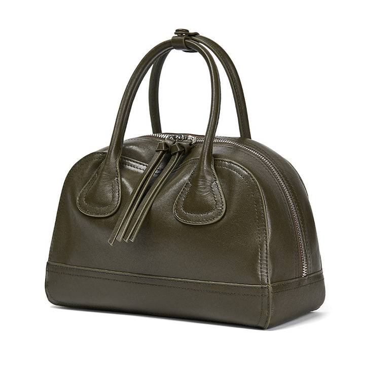 Vegetable Tanned Leather Boston Bag Structured Top Handle Satchel Work &amp; Travel