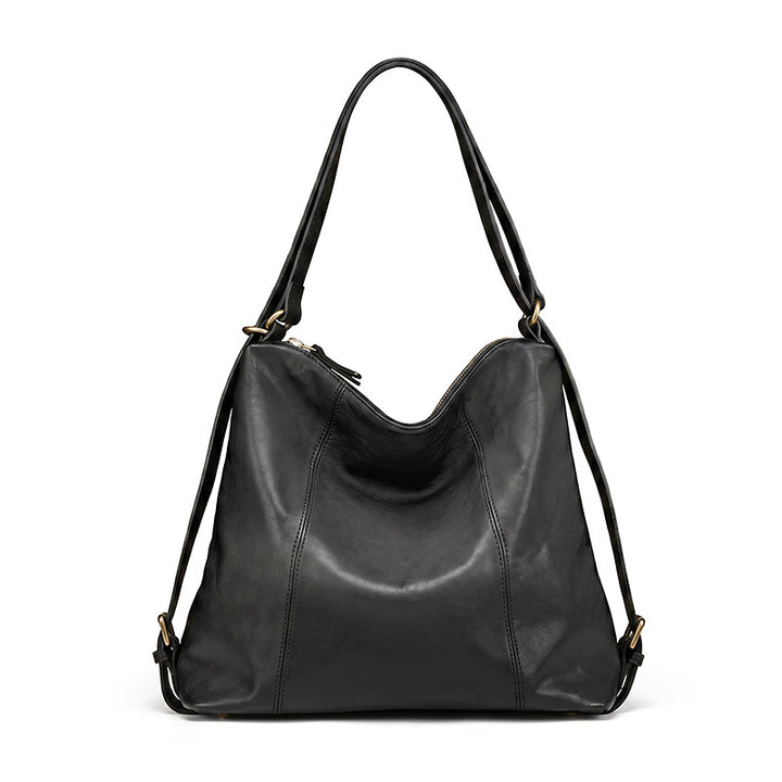 Vegetable Tanned Leather Backpack Purse Convertible Slouchy Shoulder Bag for Women