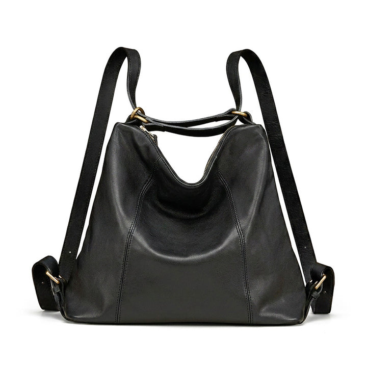 Vegetable Tanned Leather Backpack Purse Convertible Slouchy Shoulder Bag for Women