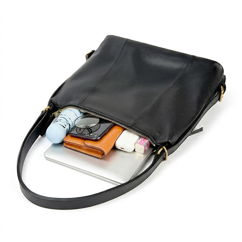 Vegetable Tanned Leather Backpack Purse Convertible Slouchy Shoulder Bag for Women