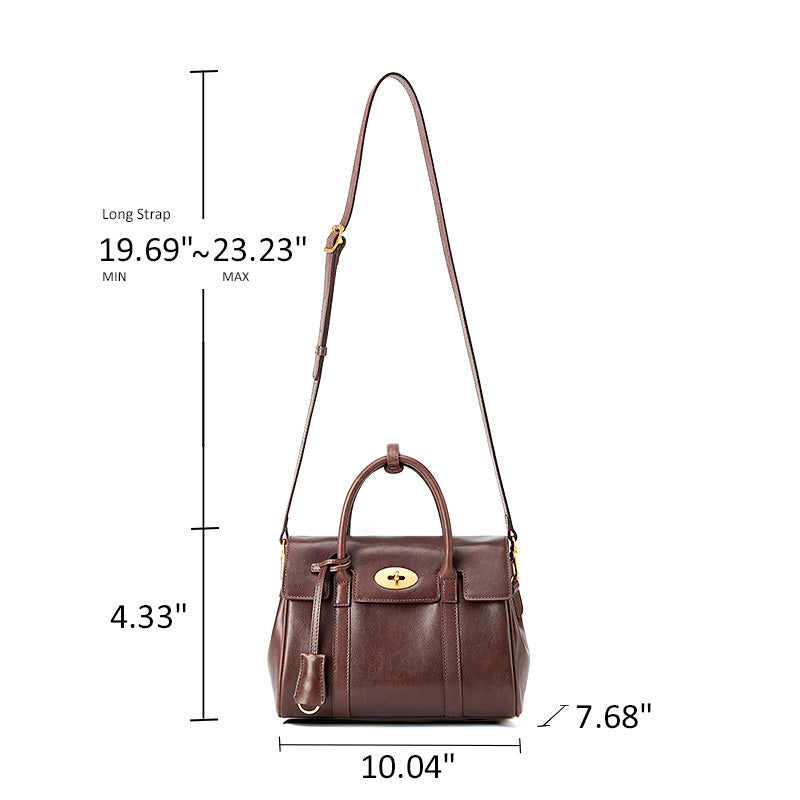 Small Leather Satchel Bag for Women Vegetable Tanned Top Handle Crossbody Handbag