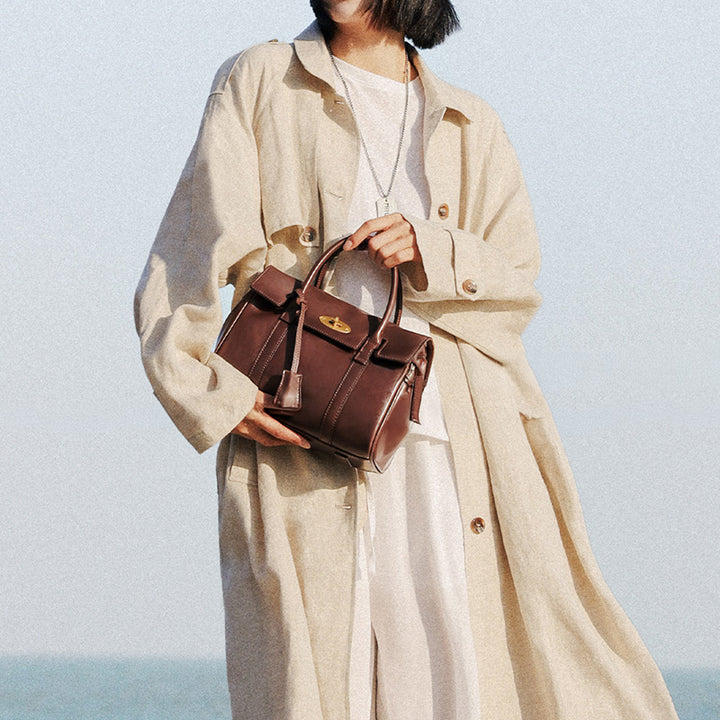 Small Leather Satchel Bag for Women Vegetable Tanned Top Handle Crossbody Handbag