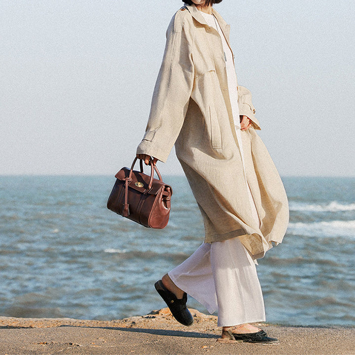Small Leather Satchel Bag for Women Vegetable Tanned Top Handle Crossbody Handbag
