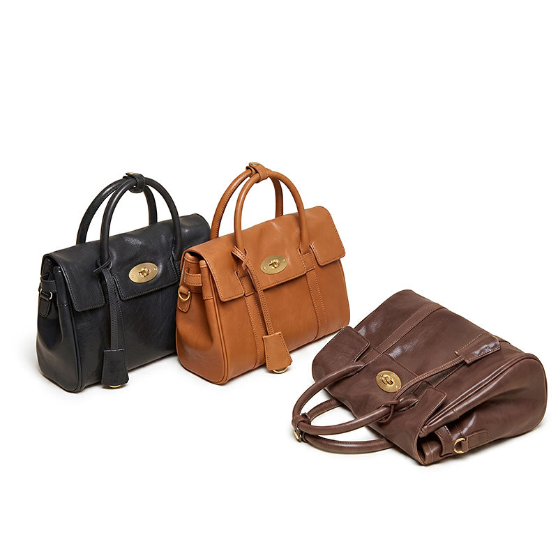 Small Leather Satchel Bag for Women Vegetable Tanned Top Handle Crossbody Handbag