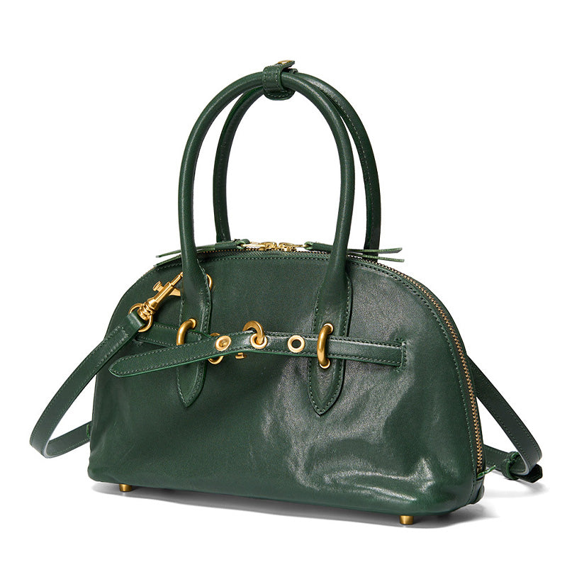 Vegetable Tanned Leather Boston Bag Vintage Top Handle Bag for Women