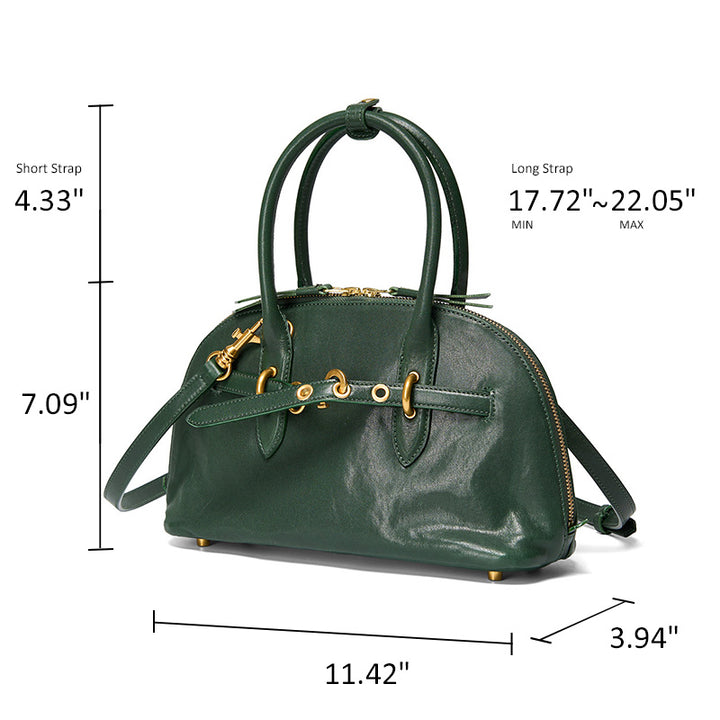 Vegetable Tanned Leather Boston Bag Vintage Top Handle Bag for Women
