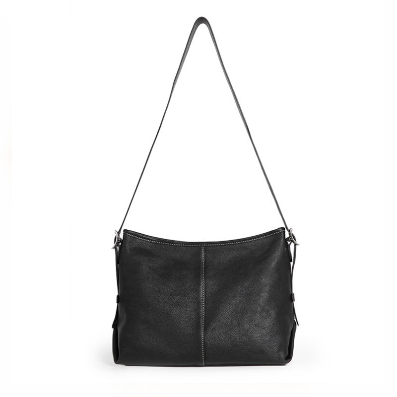 Full Grain Vegetable Tanned Leather Hobo Bag Slouchy Shoulder Crossbody Bag for Women