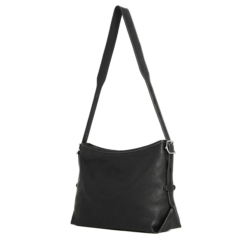 Full Grain Vegetable Tanned Leather Hobo Bag Slouchy Shoulder Crossbody Bag for Women